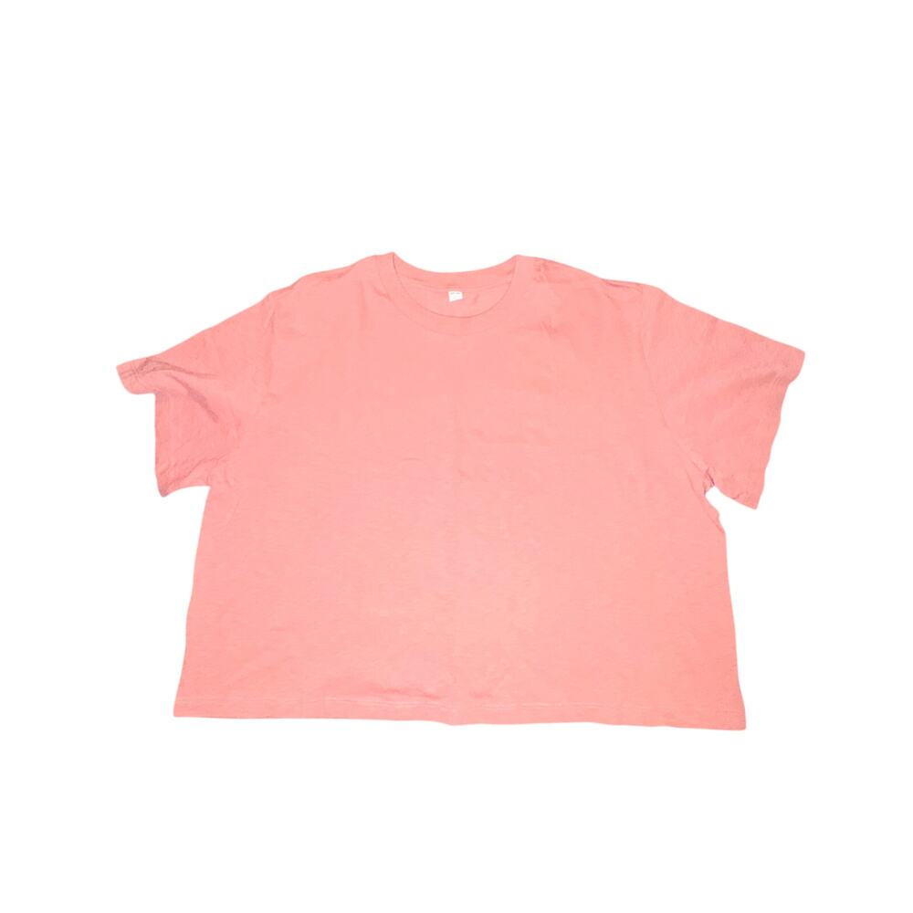 Uniqlo Cropped Crewneck T-Shirt Women's Sz XL Rose Pink Tee S/S Boxy 100% Cotton
